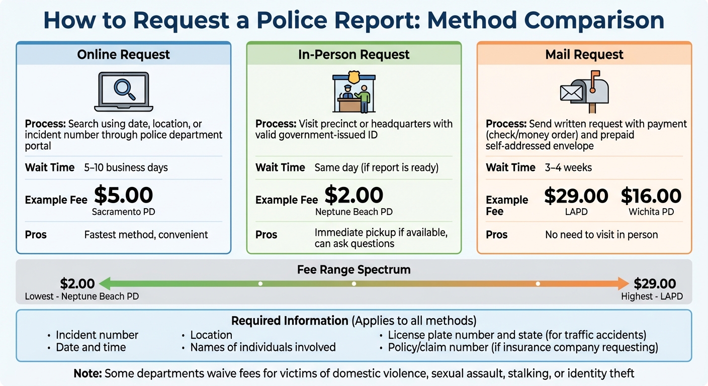 Police Report Request Methods: Fees, Wait Times, and Processes Compared