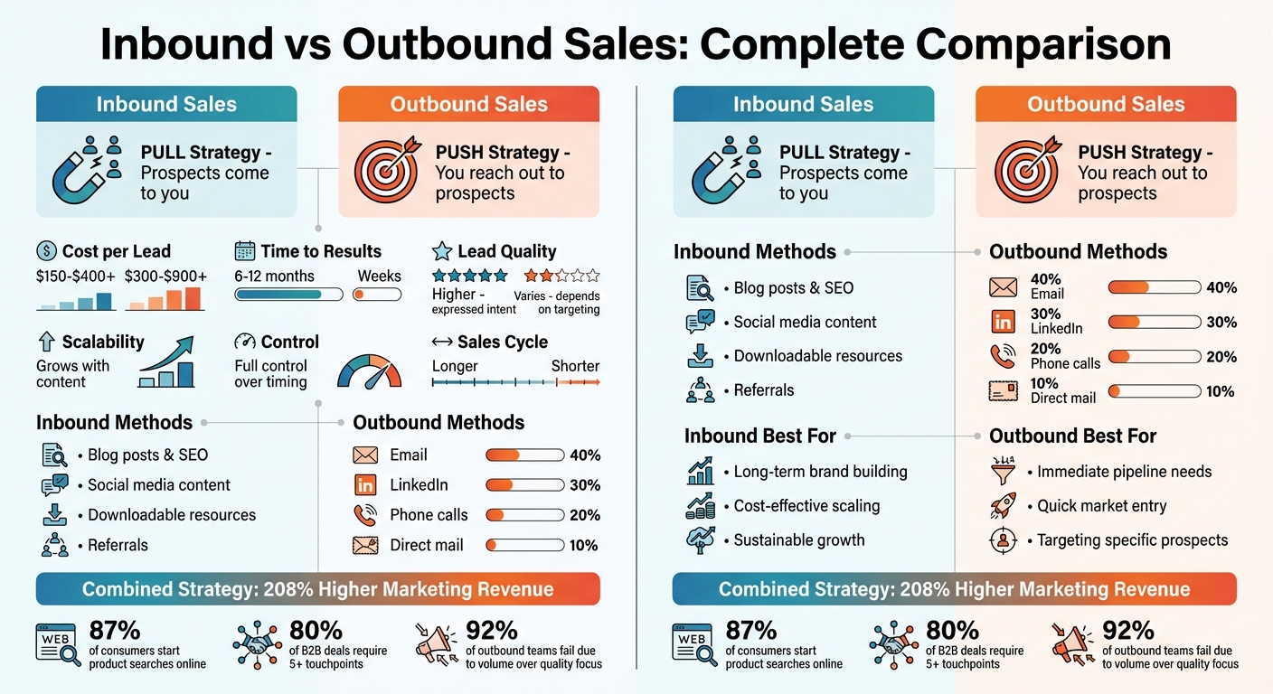 Inbound vs Outbound Sales: Cost, Time, and ROI Comparison