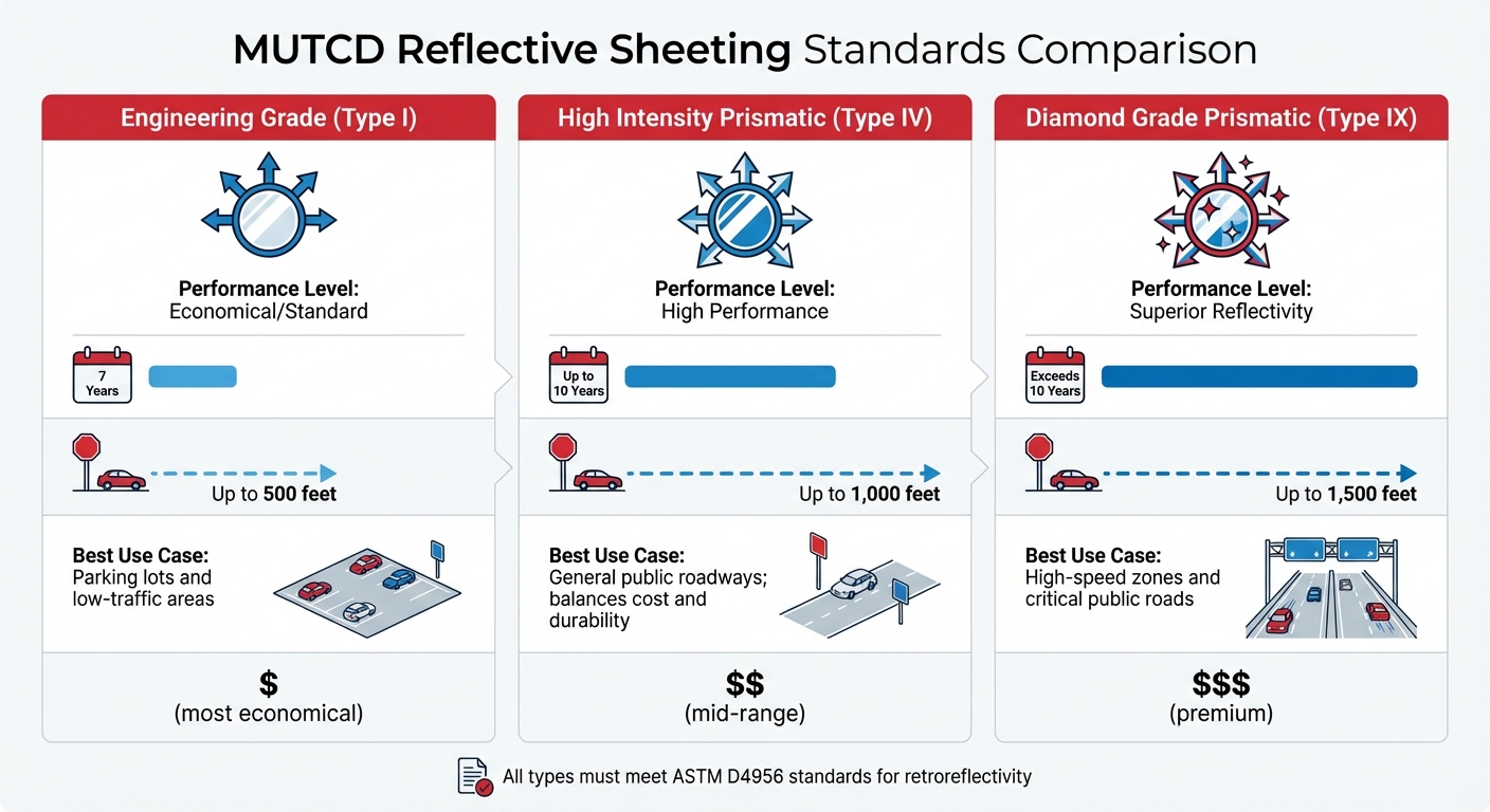 MUTCD Reflective Sheeting Types Comparison for Loading Zone Signs