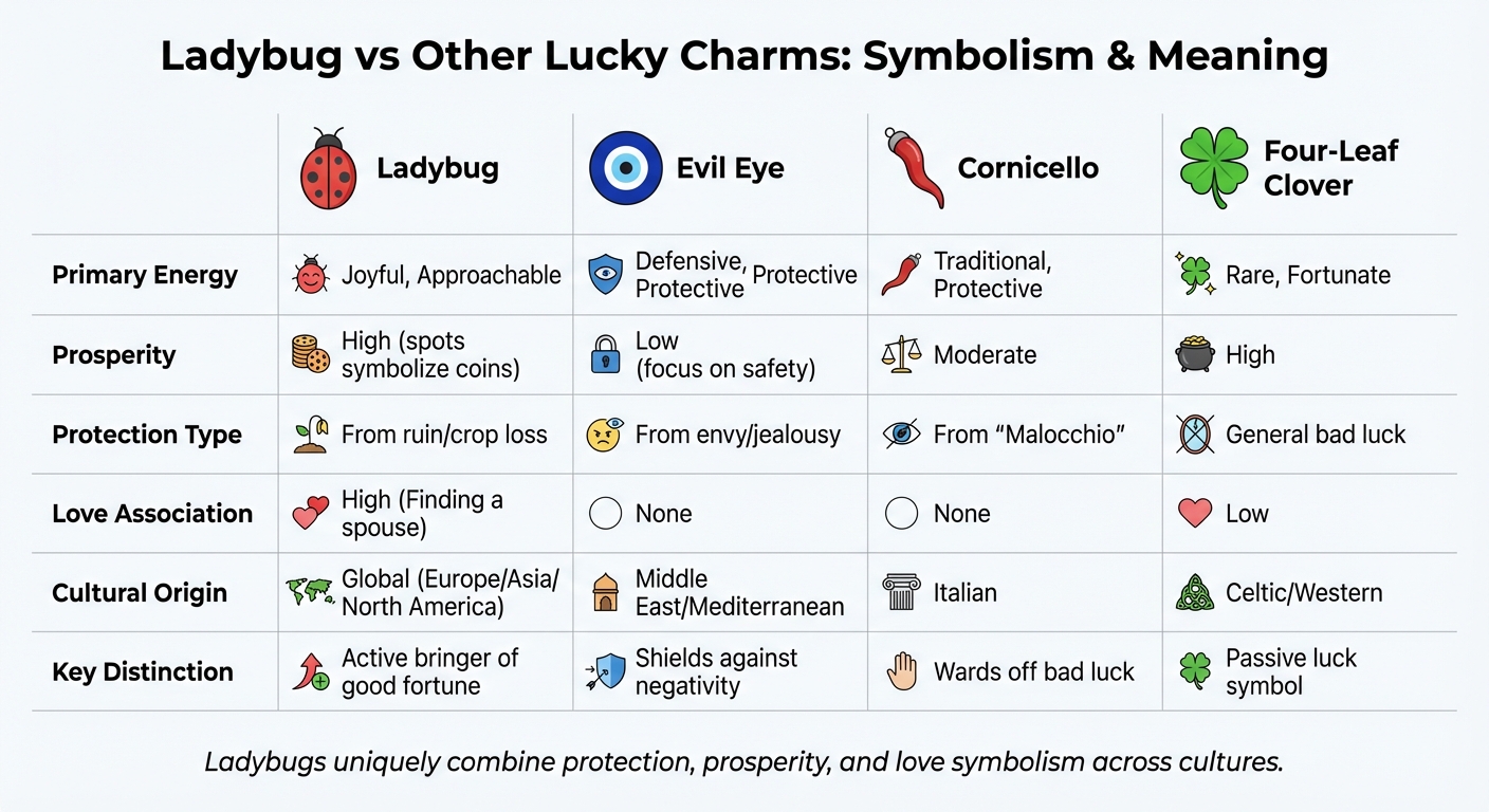 Ladybug vs Other Lucky Charms: Symbolism Comparison