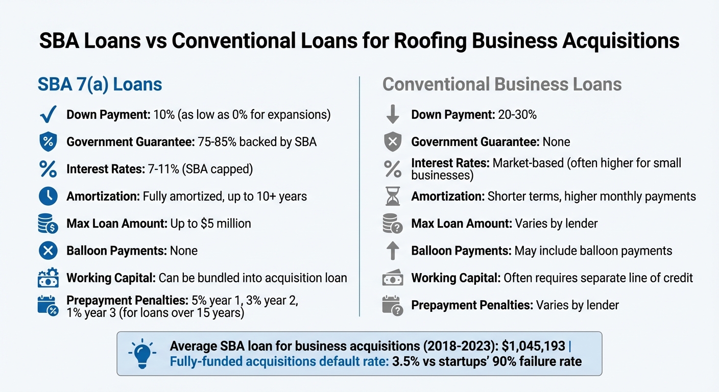 SBA Loans vs Conventional Loans for Roofing Business Acquisitions