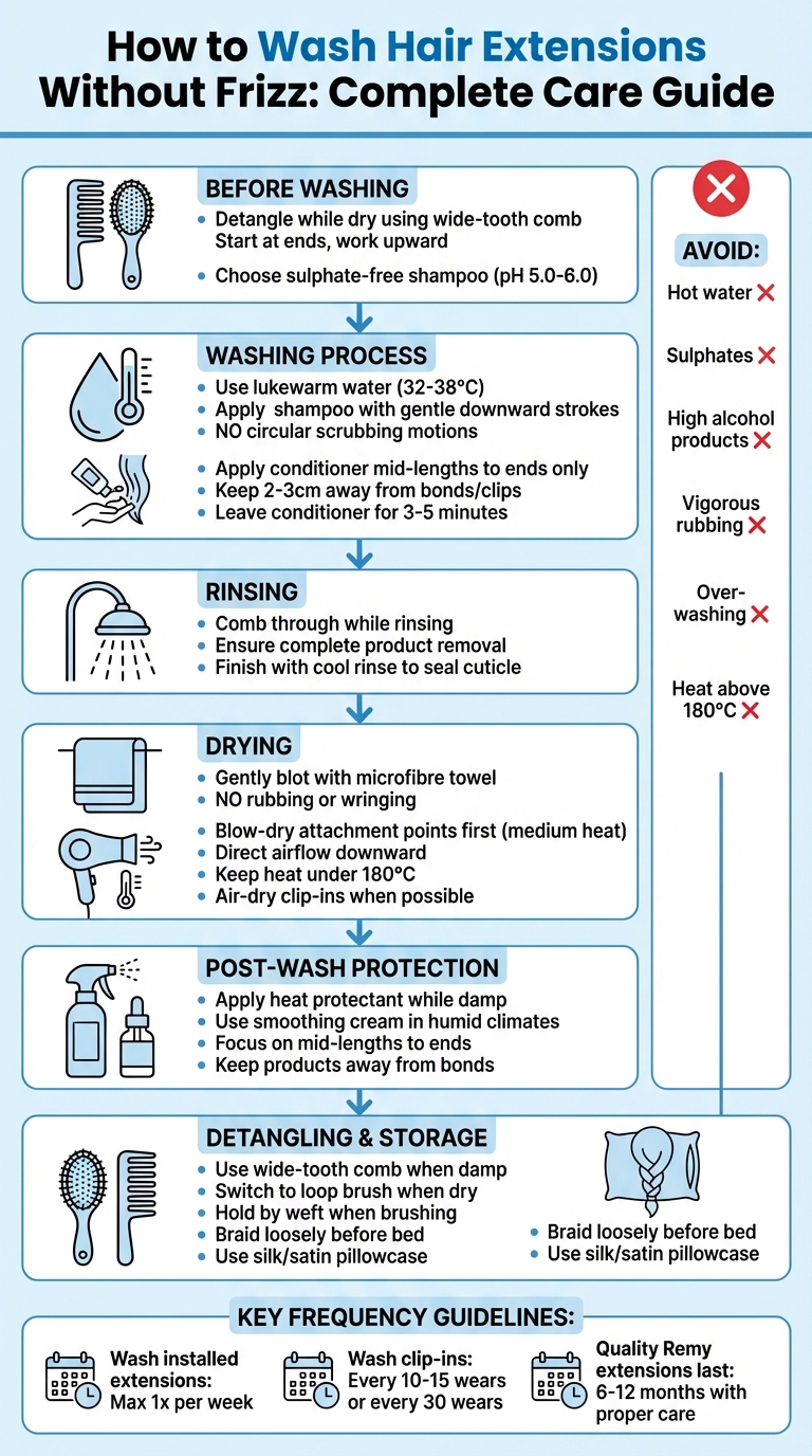 Complete Hair Extension Washing and Care Process Guide