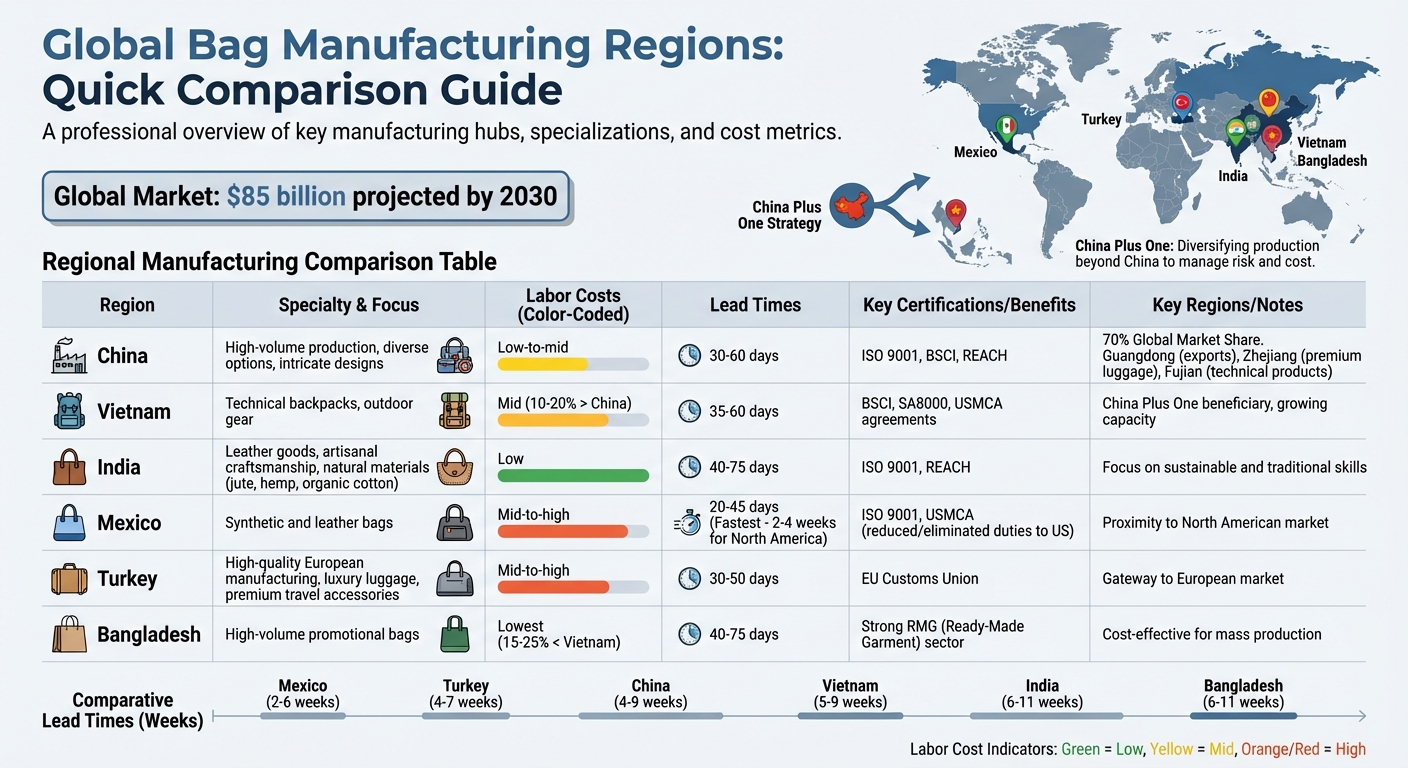 Global Bag Manufacturing Regions Comparison: Costs, Lead Times & Specialties