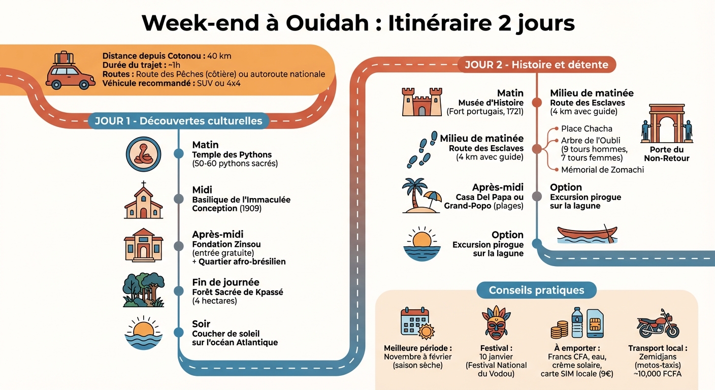 Itinéraire week-end à Ouidah : 2 jours de découverte depuis Cotonou