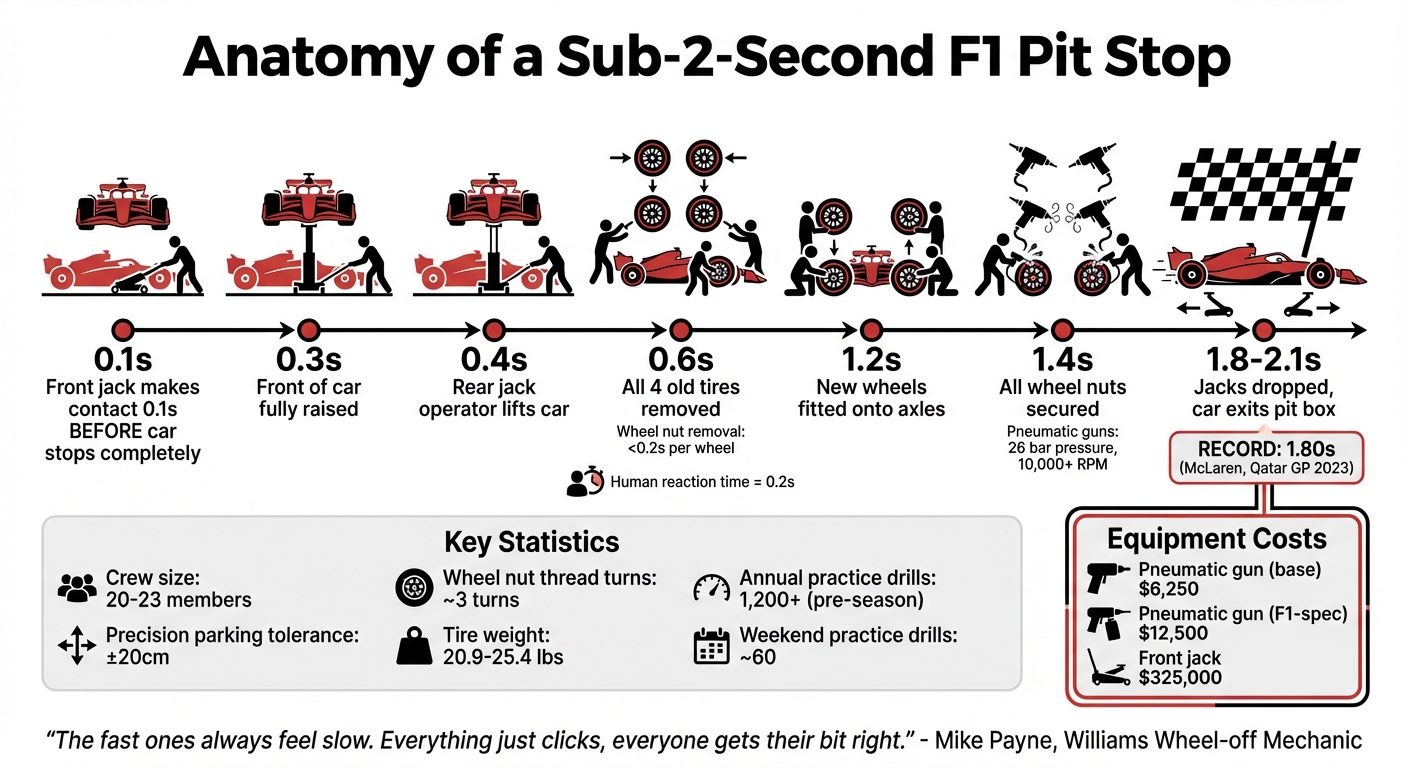 Formula 1 Sub-2-Second Pit Stop Timeline and Breakdown