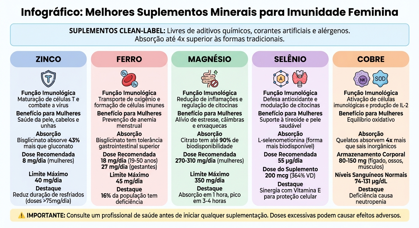 Comparação de Minerais Essenciais para Imunidade Feminina