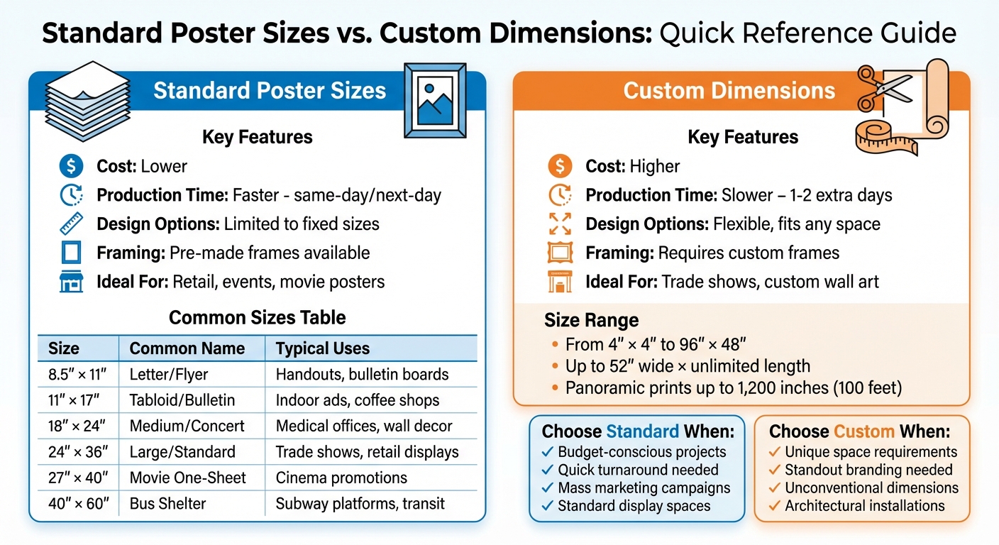 Standard vs Custom Poster Sizes Comparison Chart