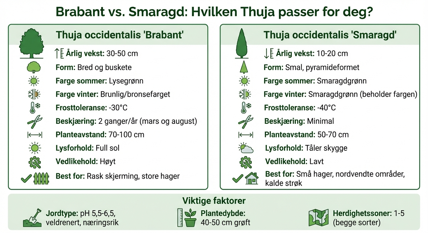 Thuja Brabant vs Smaragd Comparison Guide for Norwegian Gardens