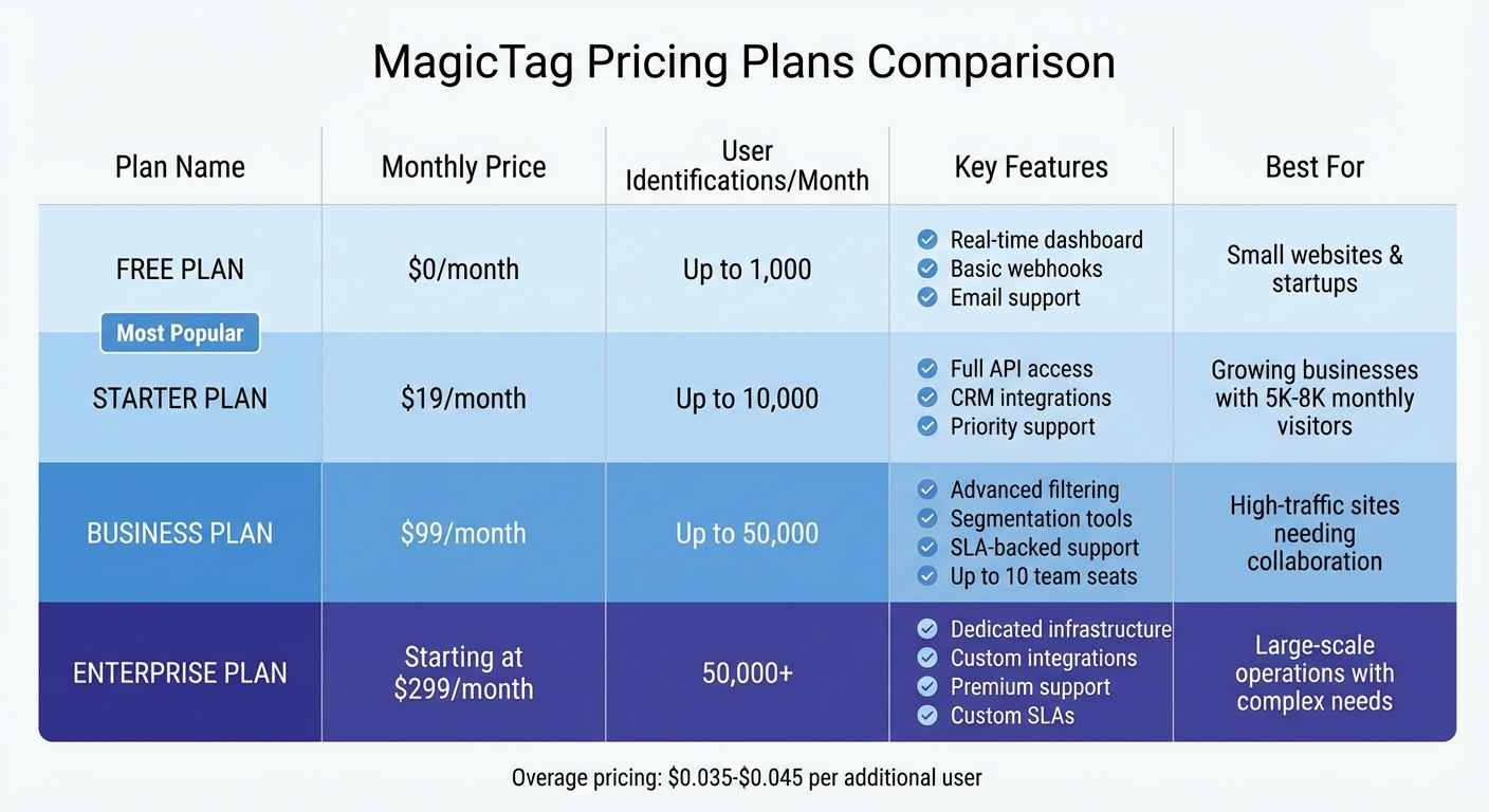 MagicTag Pricing Plans Comparison: Features and Limits by Tier