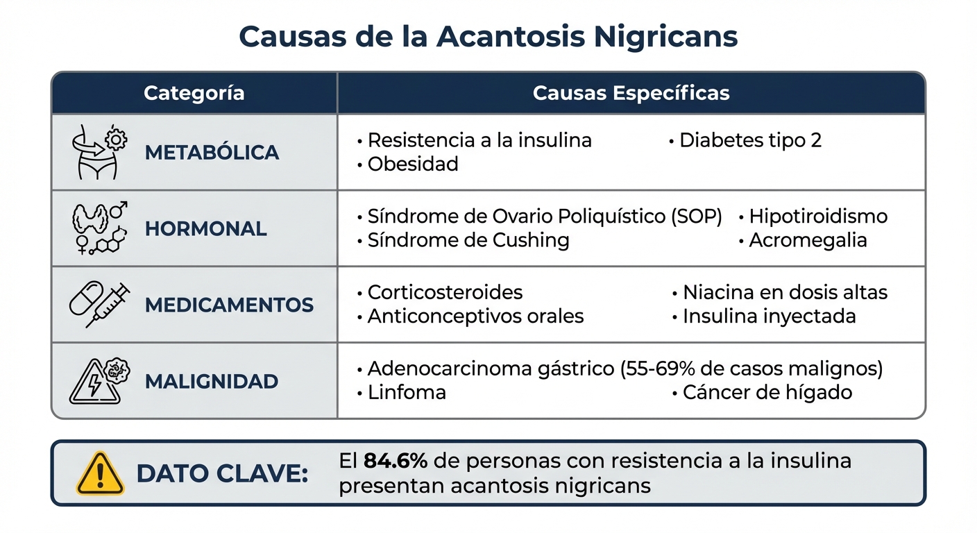 Causas de la acantosis nigricans por categoría