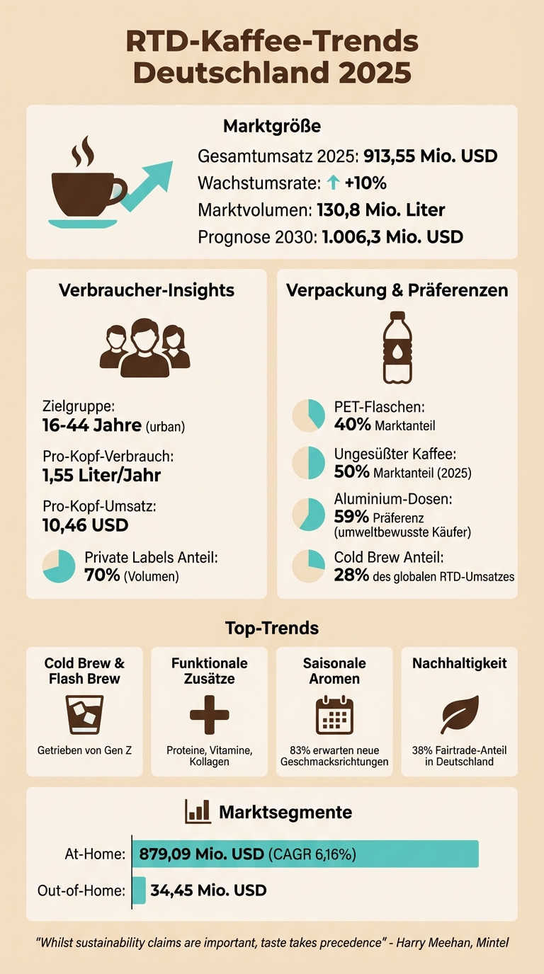 RTD-Kaffee-Markt Deutschland 2025: Umsatz, Wachstum und Verbrauchertrends