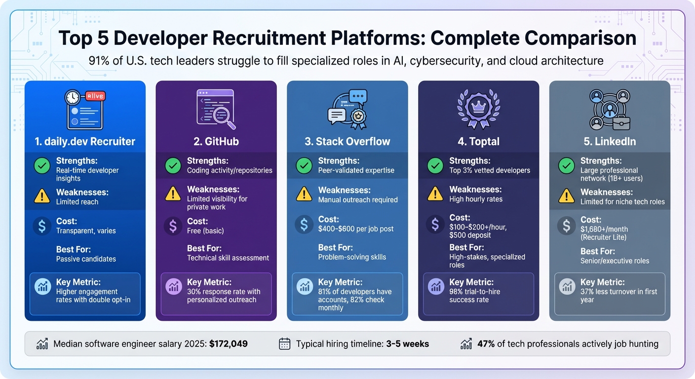 Top 5 Developer Recruitment Platforms Comparison 2025