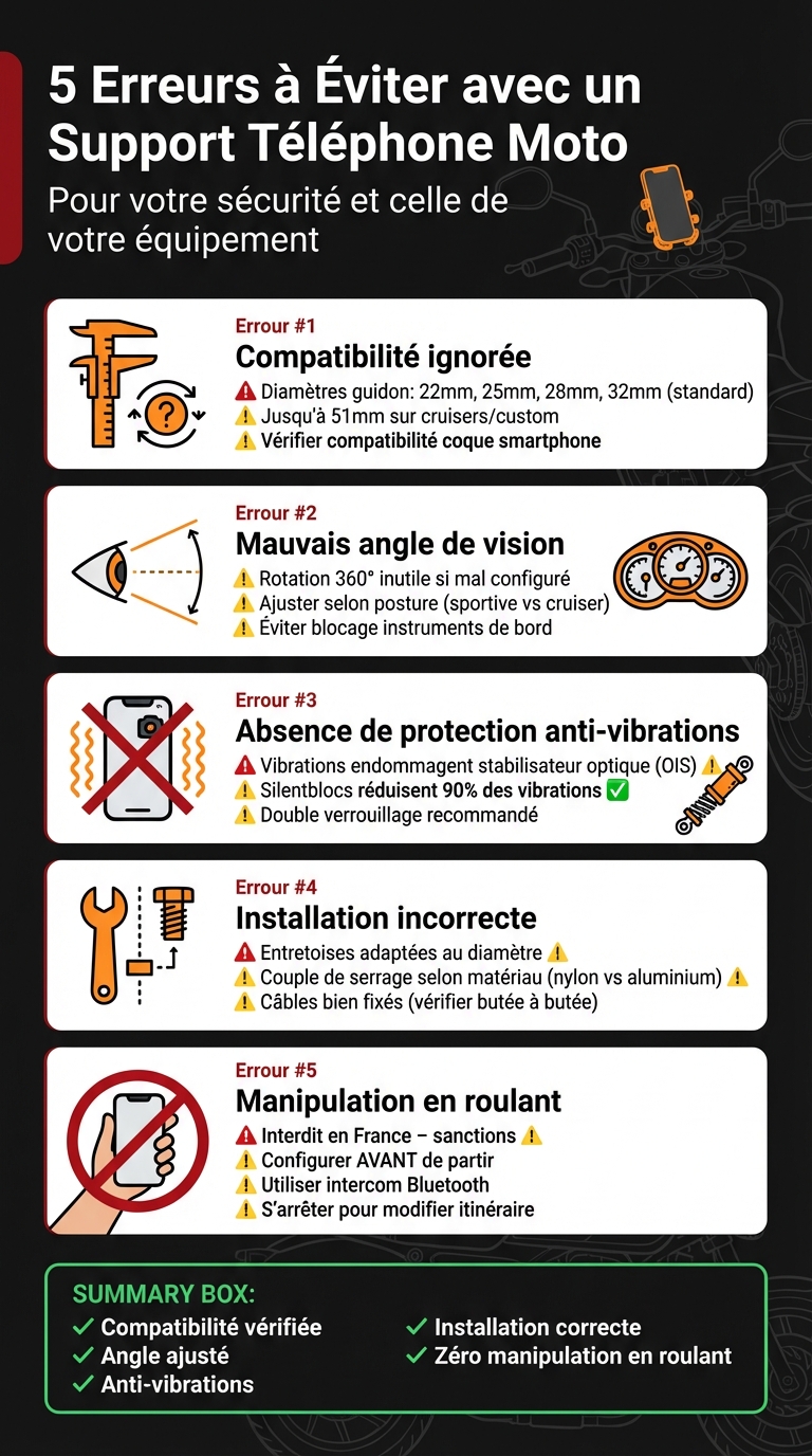 5 erreurs à éviter avec un support téléphone moto - Guide pratique