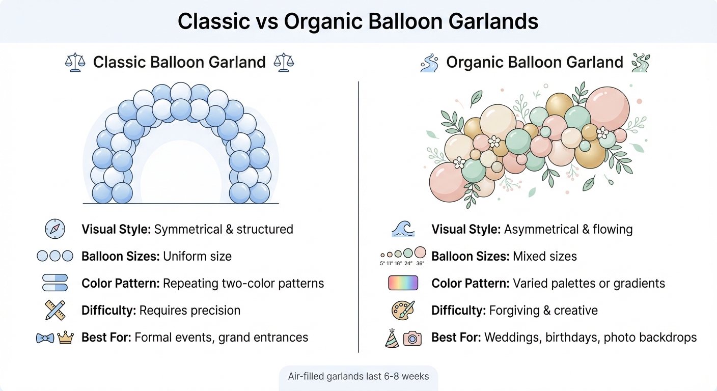 Classic vs Organic Balloon Garlands: Style Comparison Guide