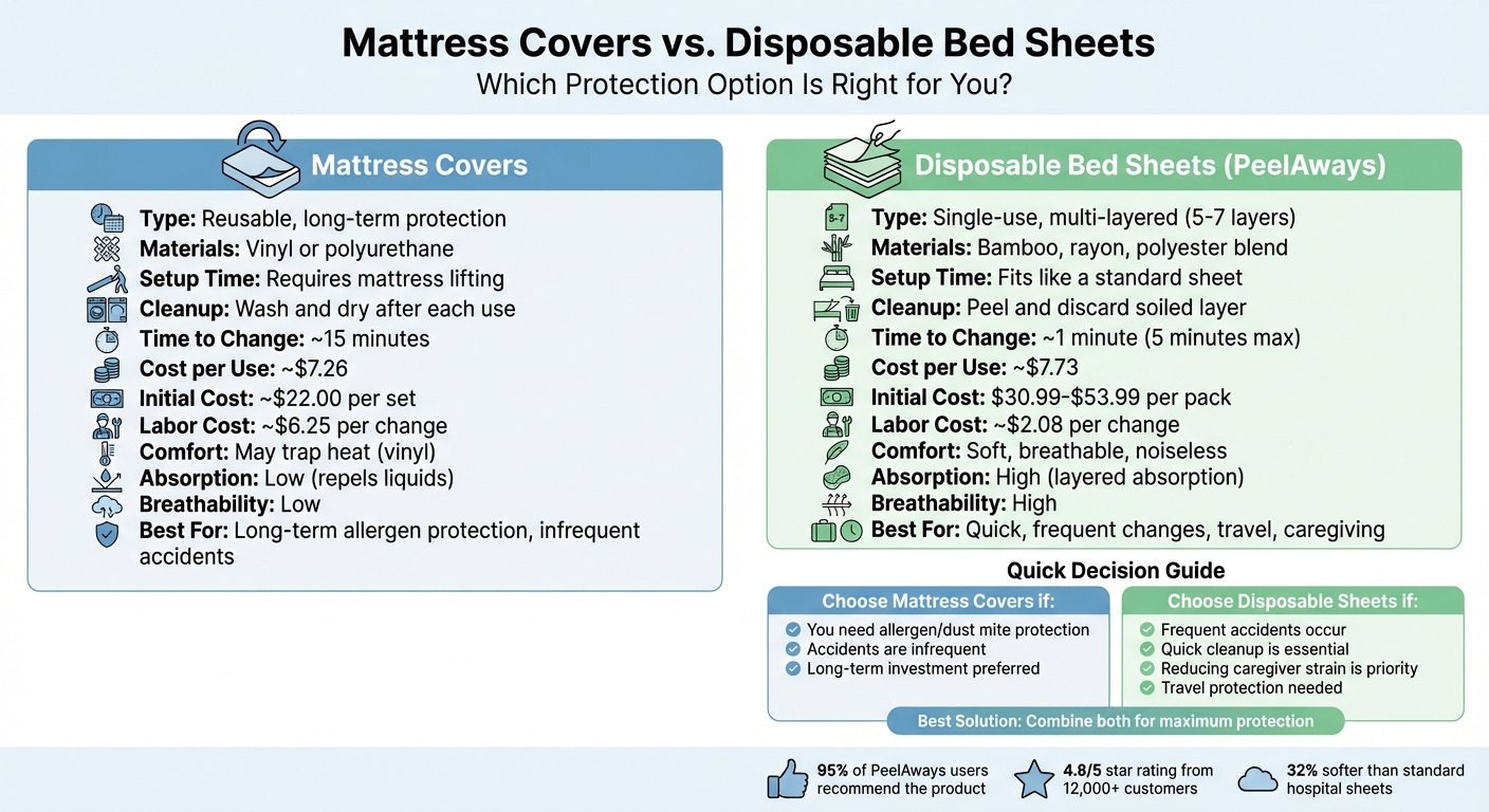 Mattress Covers vs Disposable Bed Sheets Comparison Chart