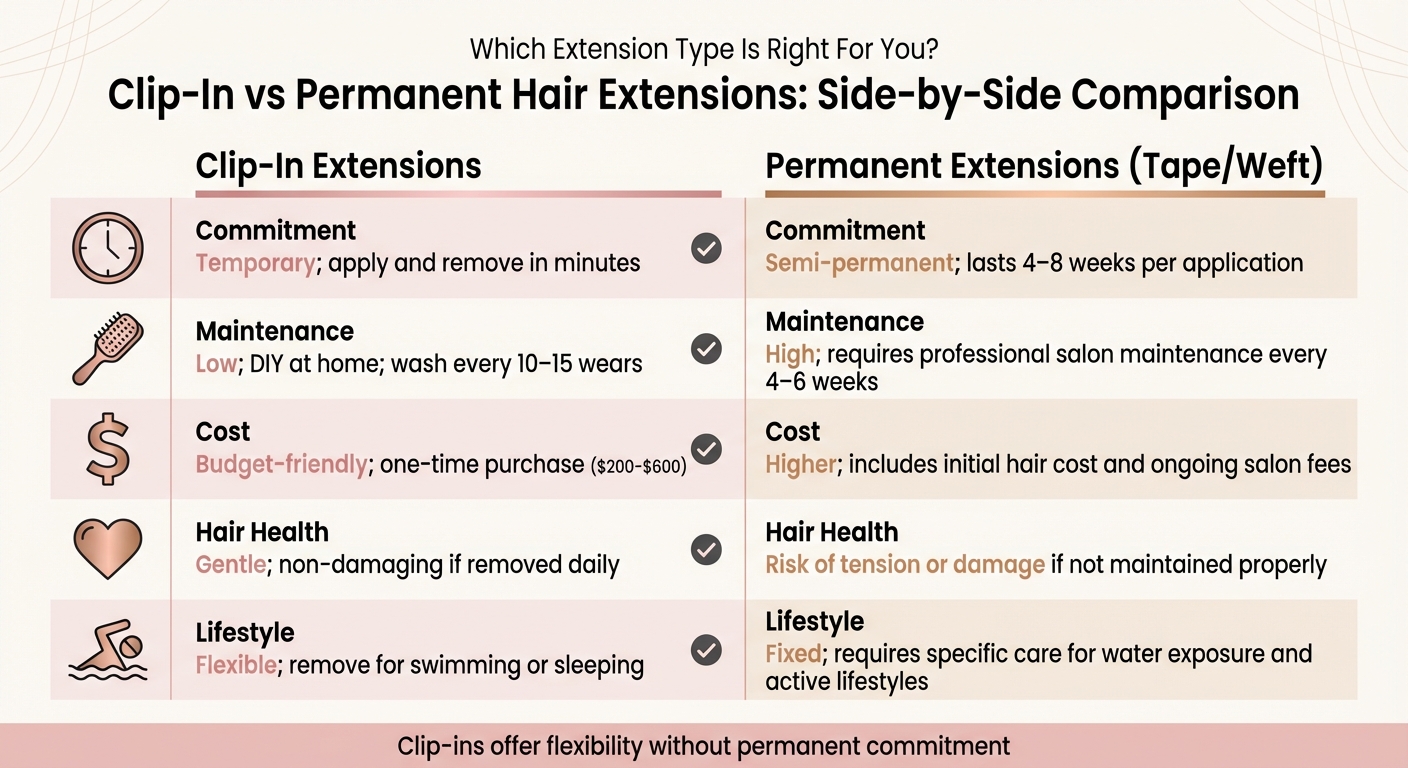Clip-In vs Permanent Hair Extensions Comparison Chart
