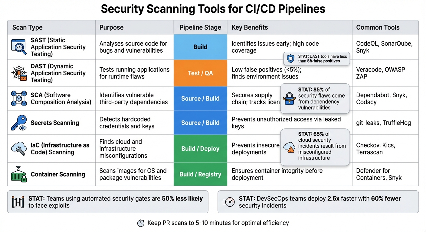 DevOps Security Scanning Tools Comparison: SAST, DAST, SCA, and IaC