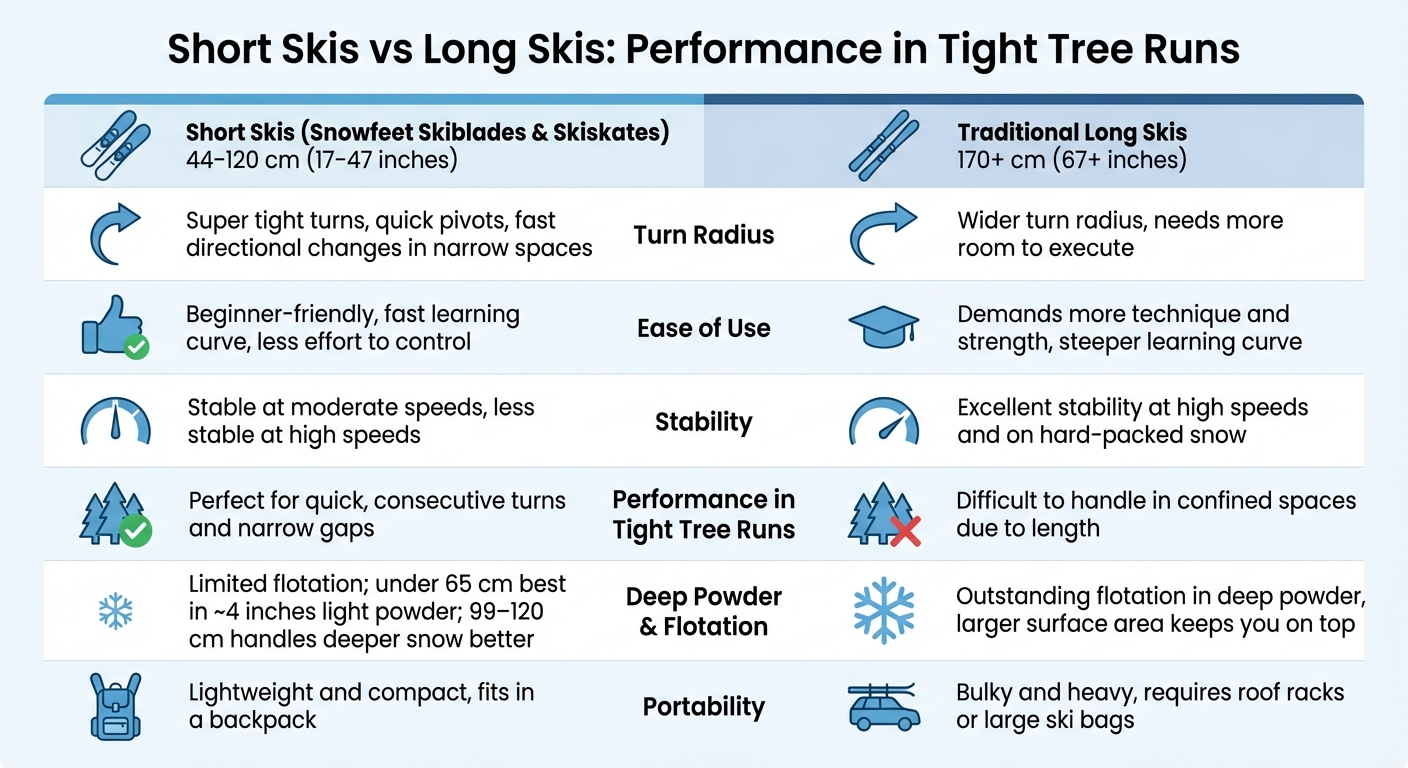 Short Skis vs Long Skis Comparison for Tree Skiing