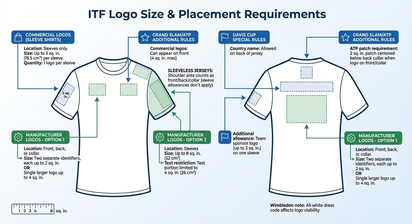 ITF Tennis Jersey Logo Size and Placement Requirements Guide