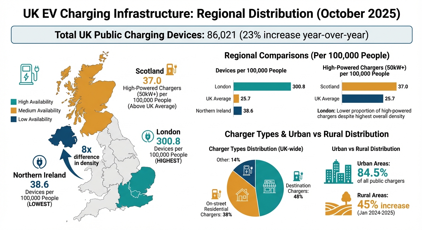 UK EV Charging Infrastructure Distribution by Region 2025