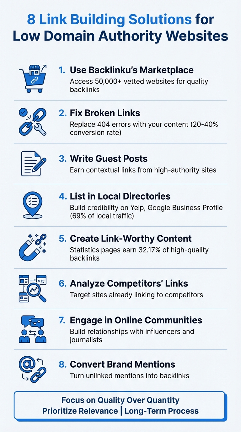 8 Link Building Strategies for Low Domain Authority Websites