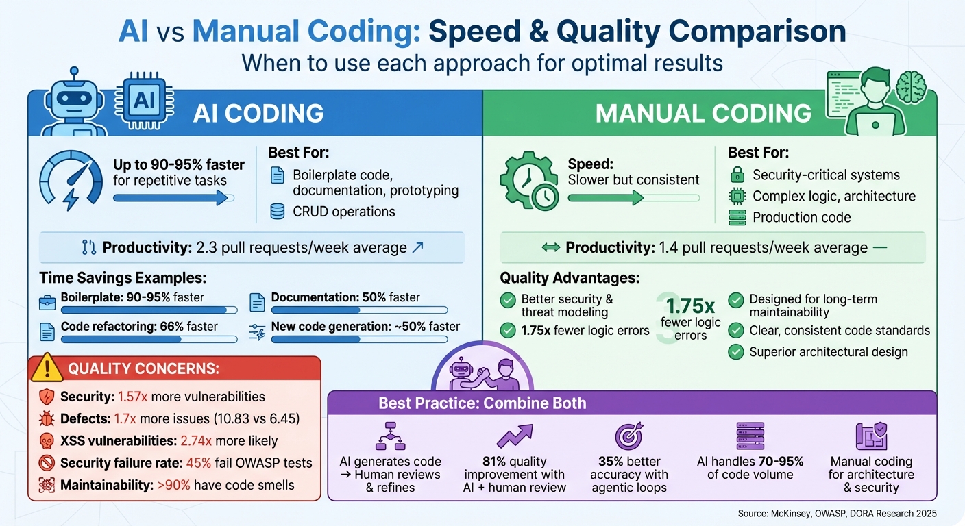 AI vs Manual Coding: Speed, Quality, and Security Comparison