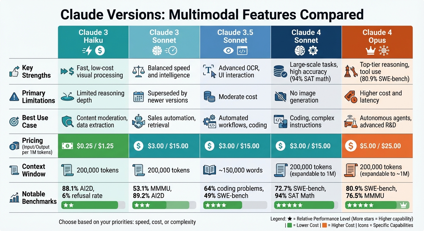 Claude AI Model Versions Comparison Chart: Features, Pricing, and Use Cases