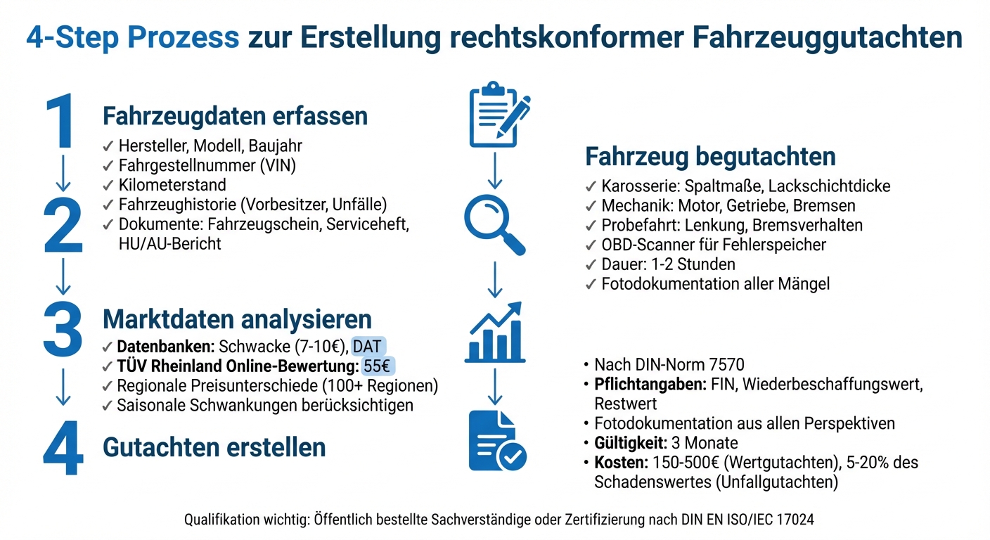 4 Schritte zur Erstellung eines rechtssicheren KFZ-Gutachtens