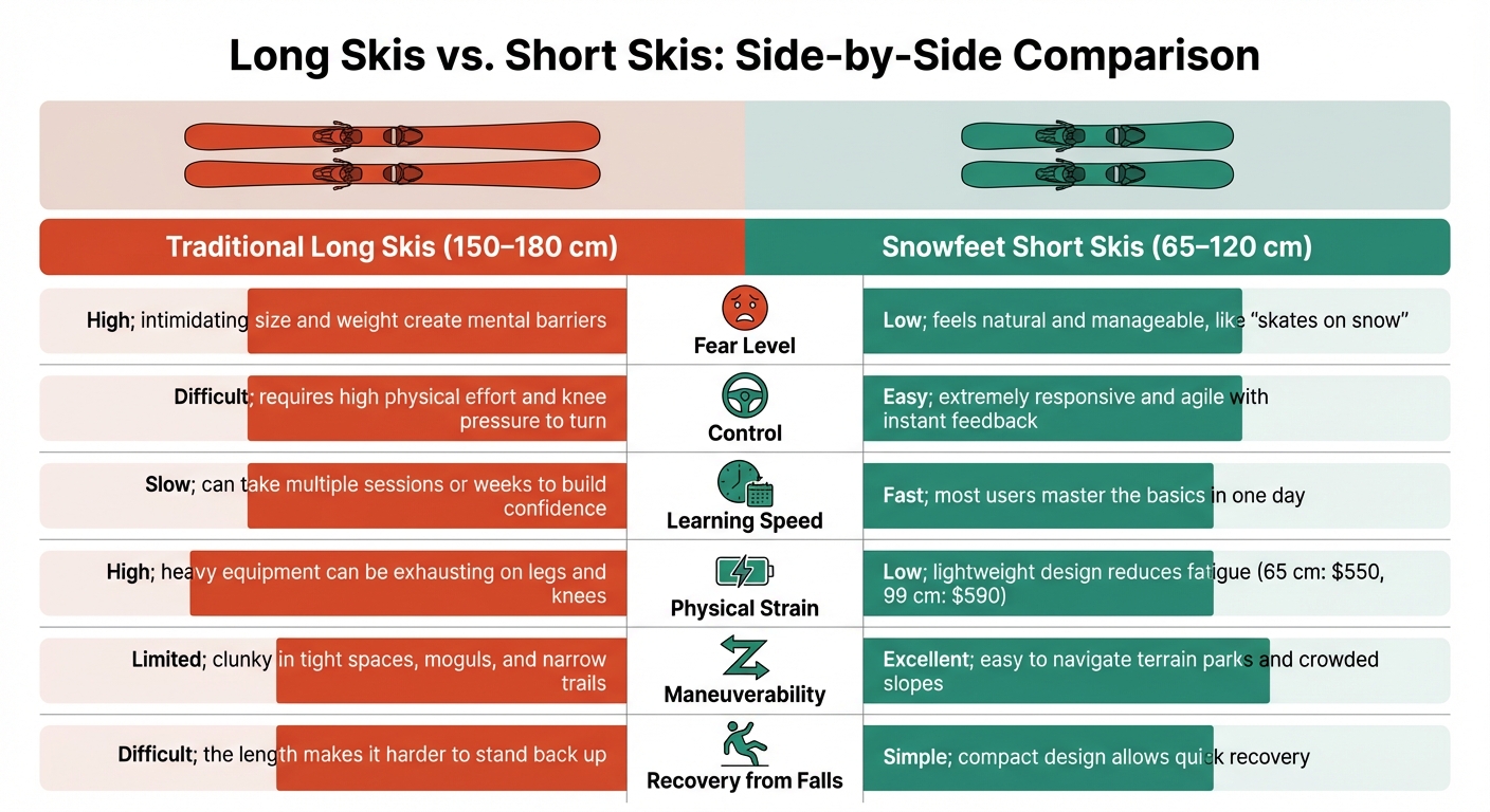 Сравнение длинных и коротких лыж: контроль, скорость обучения и физическая нагрузка