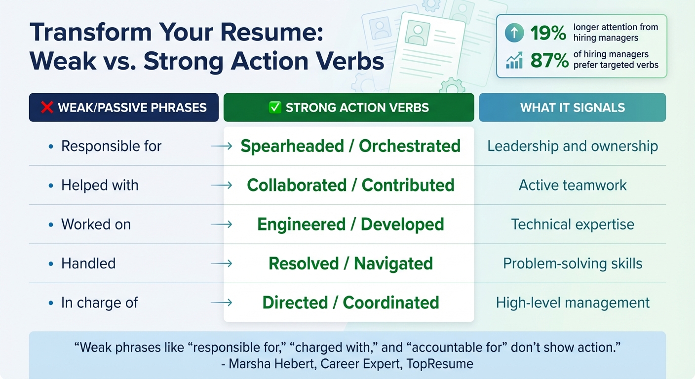 Weak vs Strong Resume Action Verbs Comparison Guide