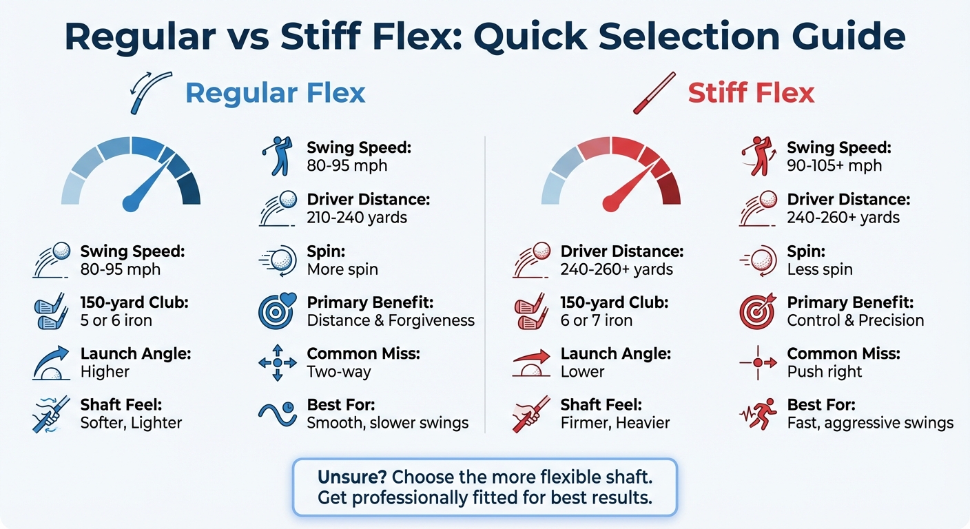 Regular vs Stiff Flex Golf Shaft Comparison Chart