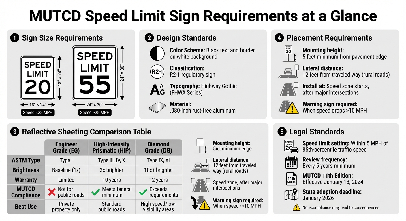MUTCD Speed Limit Sign Requirements Comparison Chart