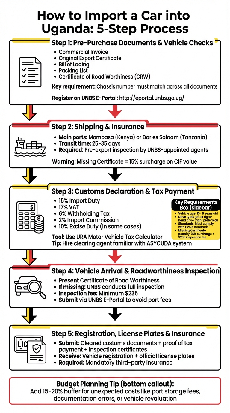 5-Step Process for Importing a Car into Uganda in 2025