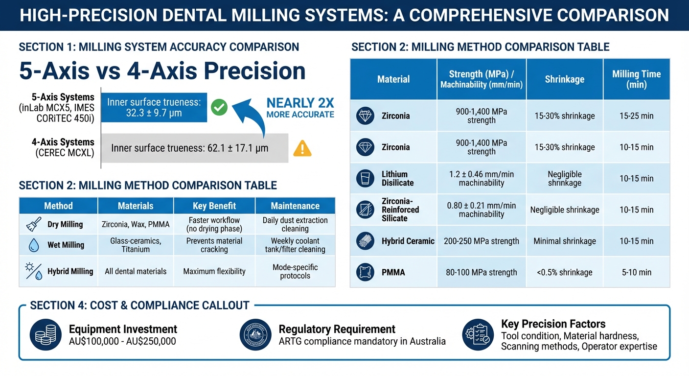 Dental Milling Systems Comparison: 5-Axis vs 4-Axis Precision and Material Performance