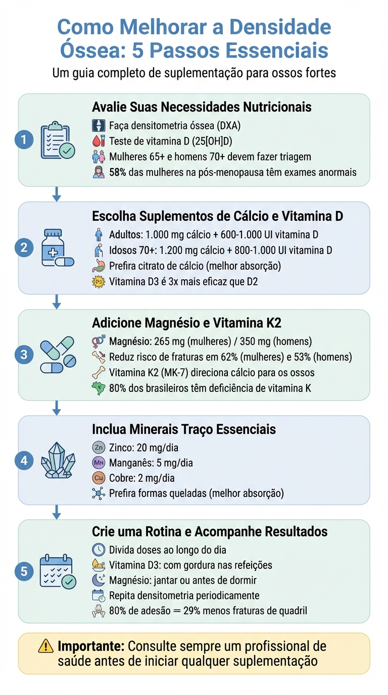 5 Passos para Melhorar a Densidade Óssea com Suplementos