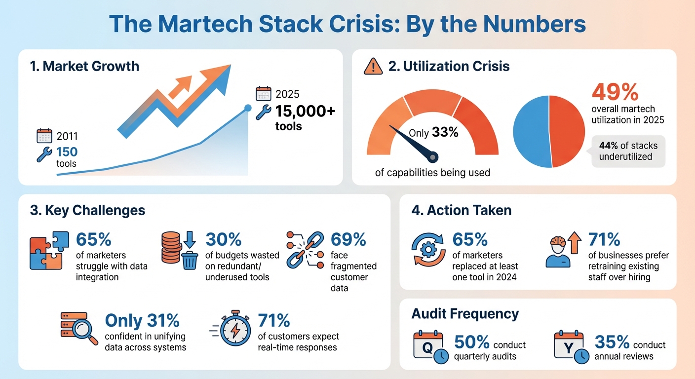 Martech Stack Challenges and Utilization Statistics 2025