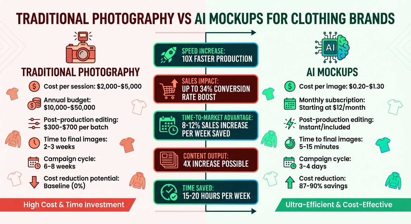 Traditional Photography vs AI Mockups: Cost and Time Comparison for Clothing Brands