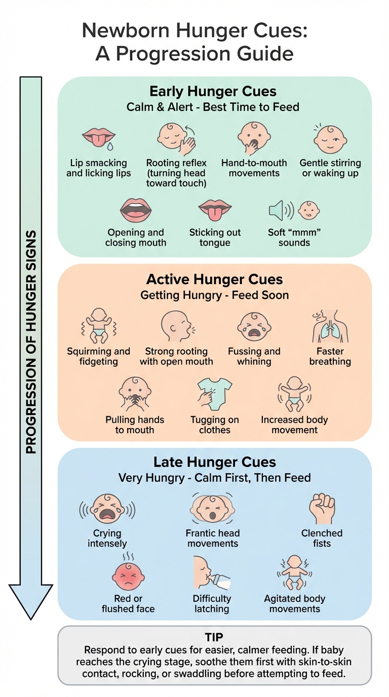 Three Stages of Newborn Hunger Cues: Early, Active, and Late Signs