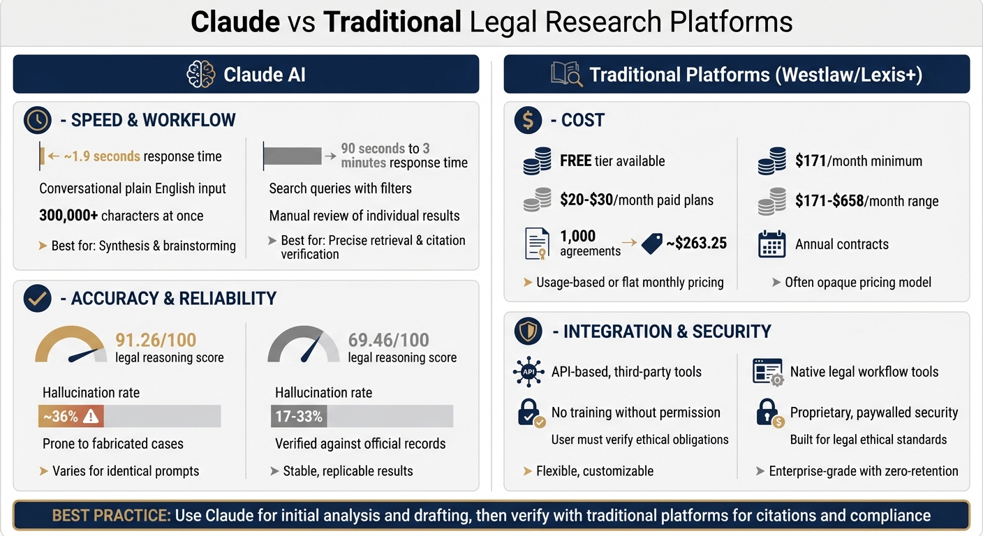 Claude vs Traditional Legal Research Platforms: Speed, Cost, and Accuracy Comparison