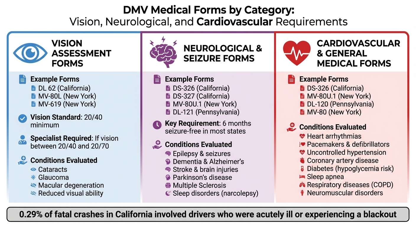 DMV Medical Forms by Category: Vision, Neurological, and Cardiovascular Requirements
