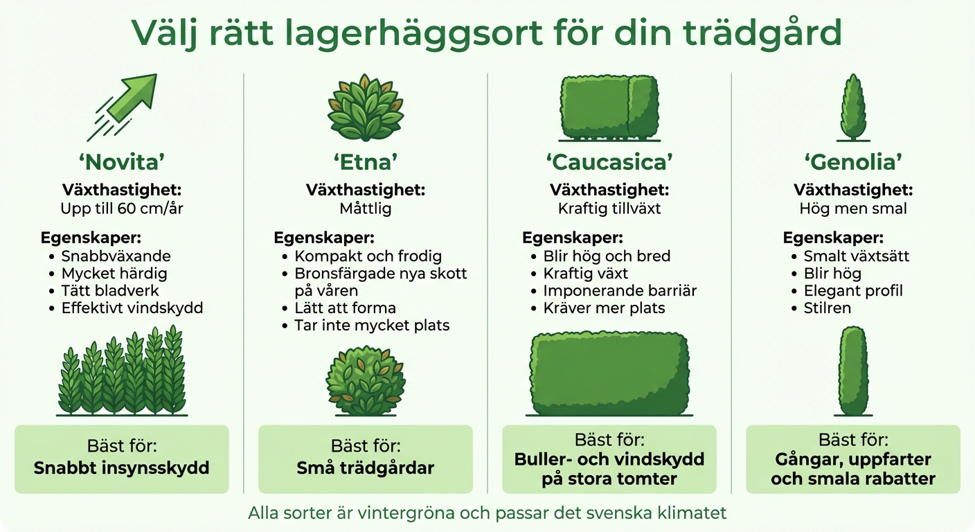 Jämförelse av lagerhäggsorter för svenska trädgårdar