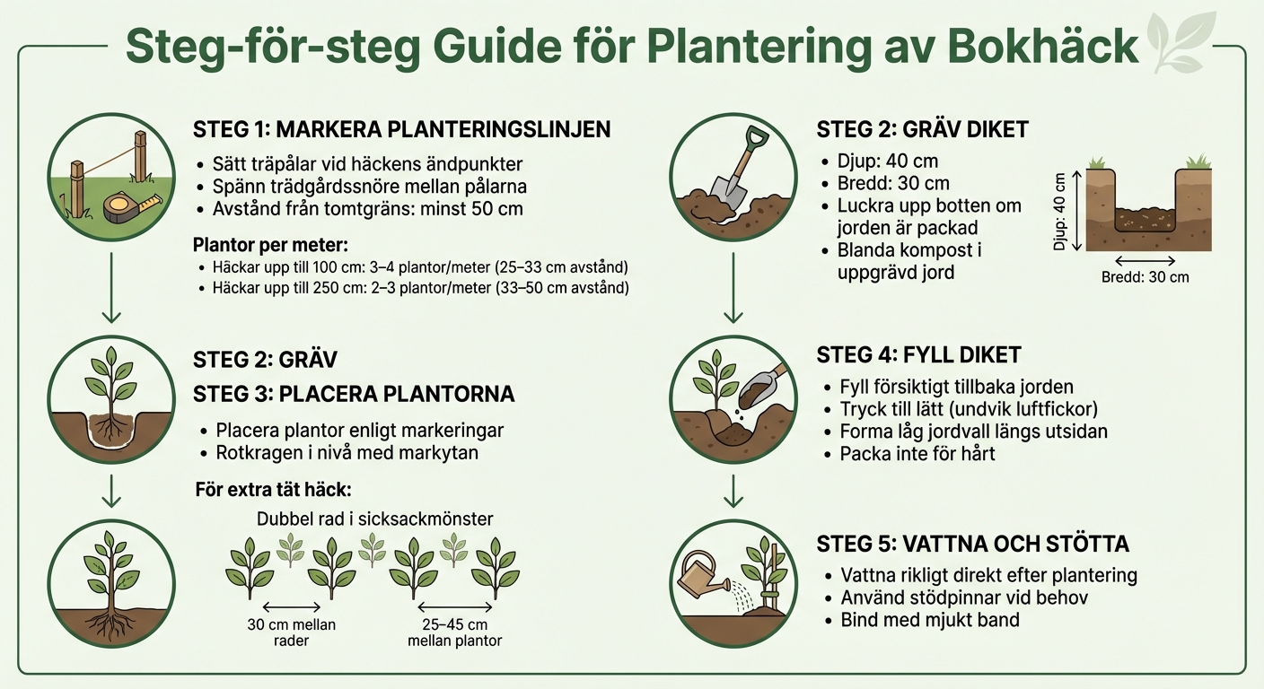 Steg-för-steg guide för att plantera bokhäck