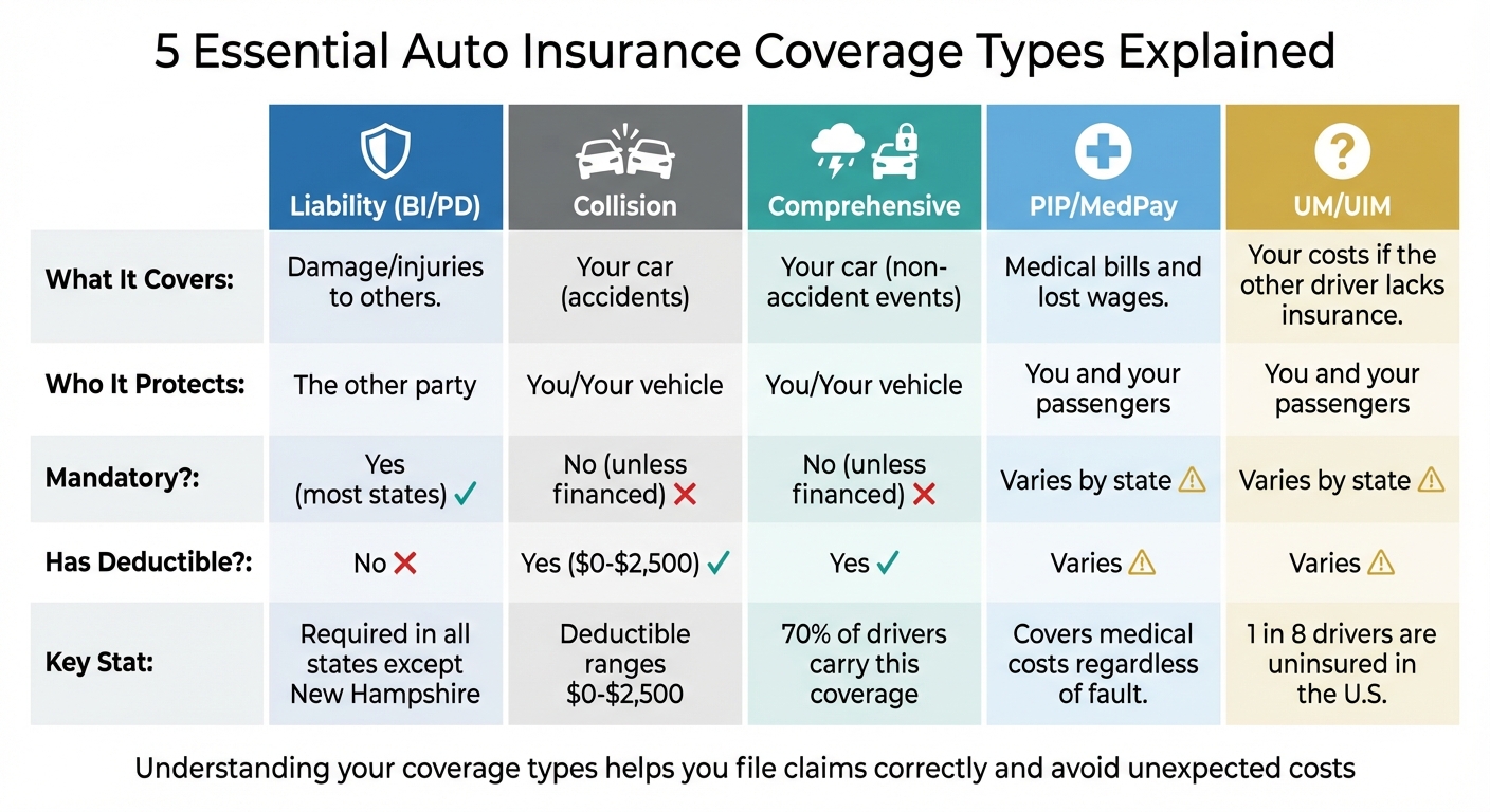 Auto Insurance Coverage Types Comparison Chart