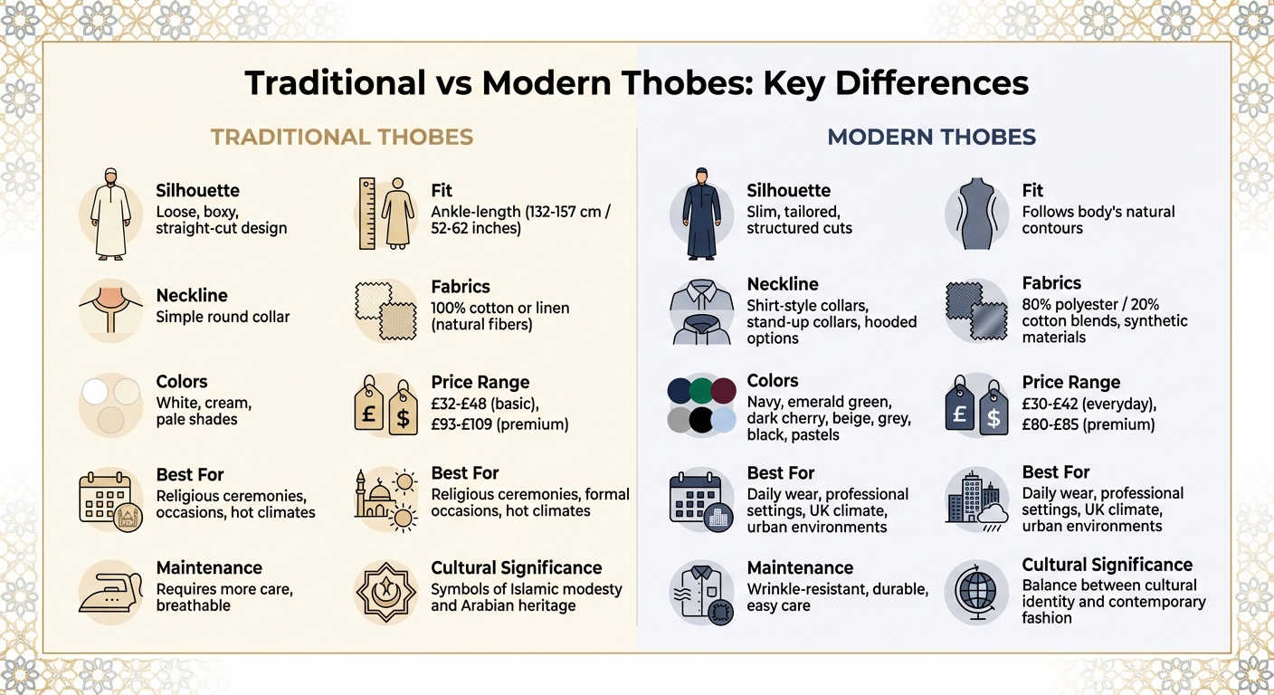 Traditional vs Modern Thobes: Key Differences Comparison Chart