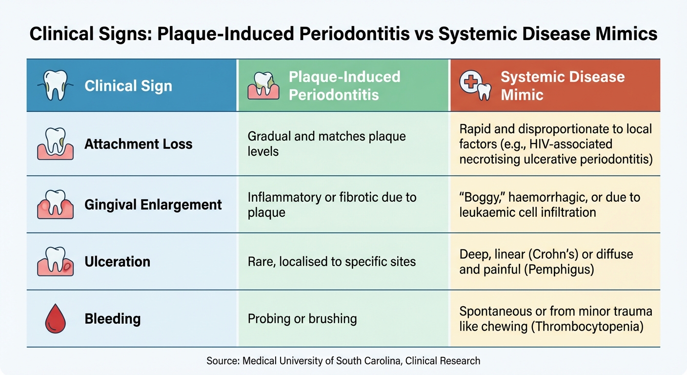 Clinical Signs: Plaque-Induced Periodontitis vs Systemic Disease Mimics