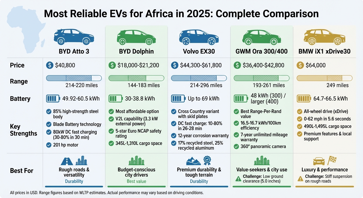 Top 5 Most Reliable EVs for Africa 2025: Price, Range & Features Comparison