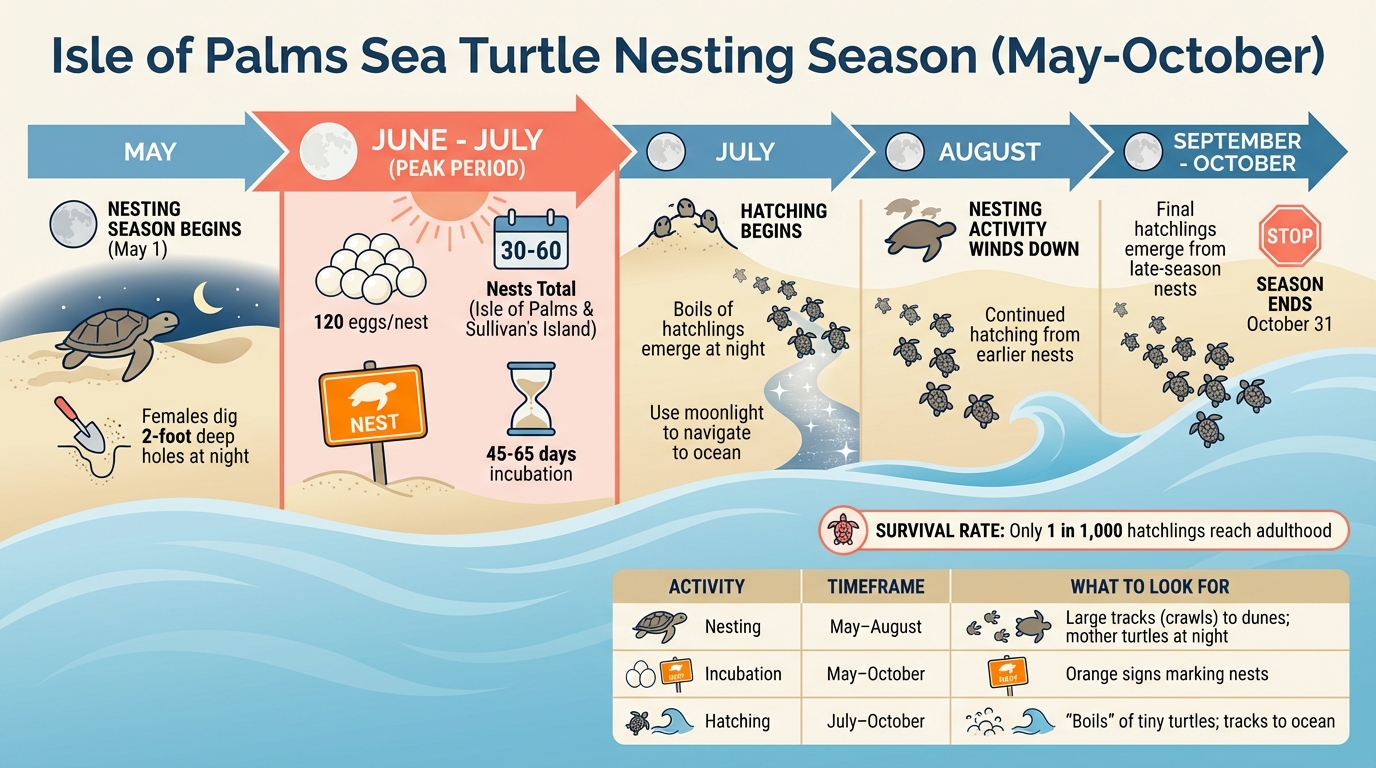 Isle of Palms Sea Turtle Nesting Season Timeline May-October