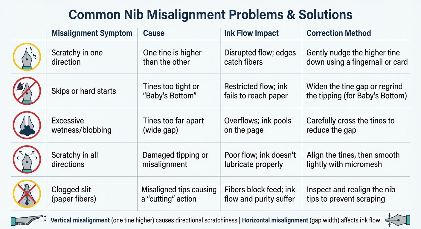 Common Fountain Pen Nib Misalignment Problems and Solutions
