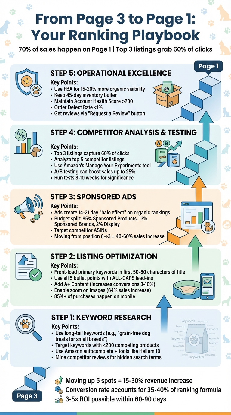 5-Step Amazon Ranking Strategy for Pet Products: From Page 3 to Page 1