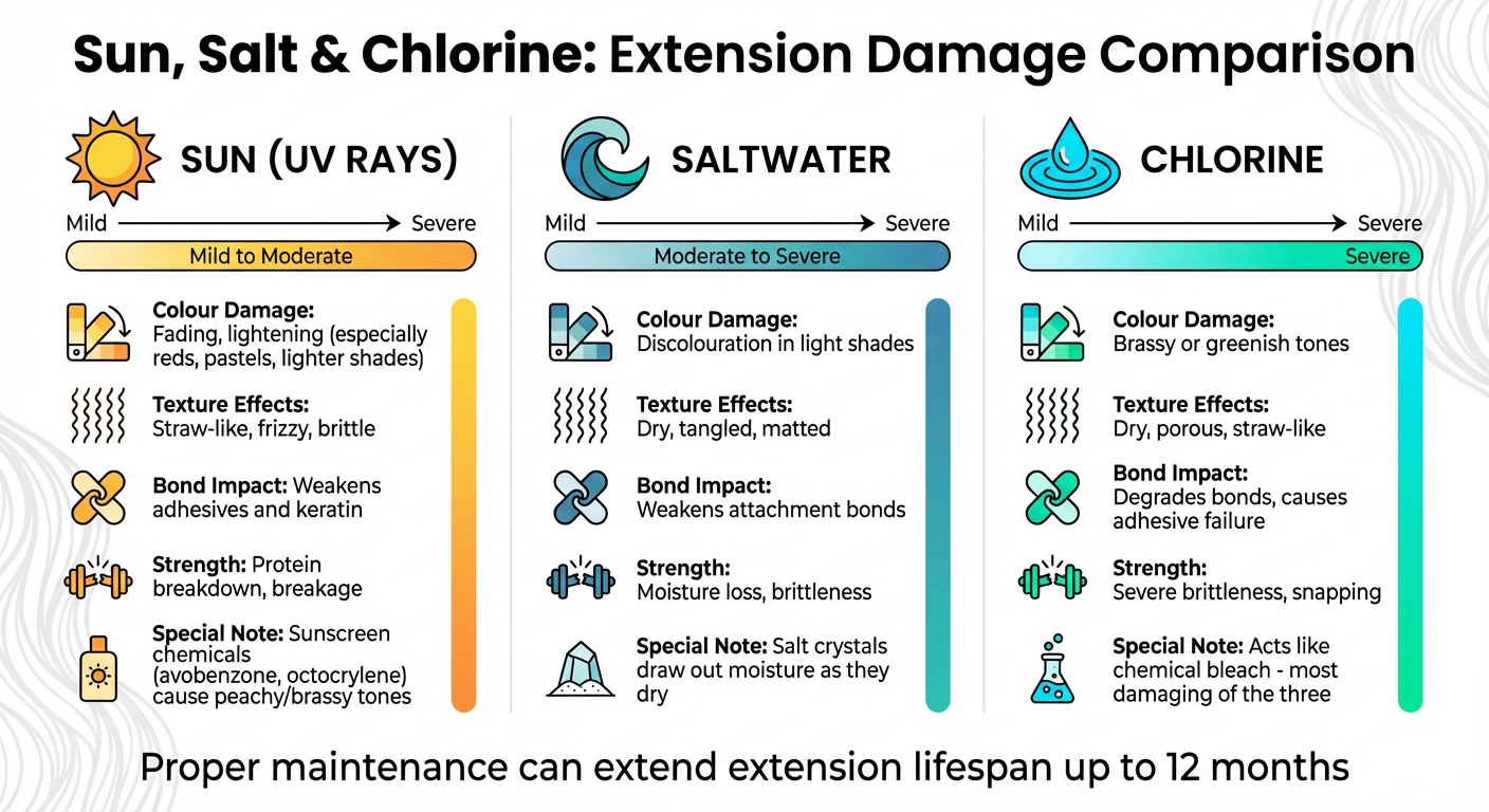 How Sun, Salt, and Chlorine Damage Hair Extensions: Complete Comparison Guide